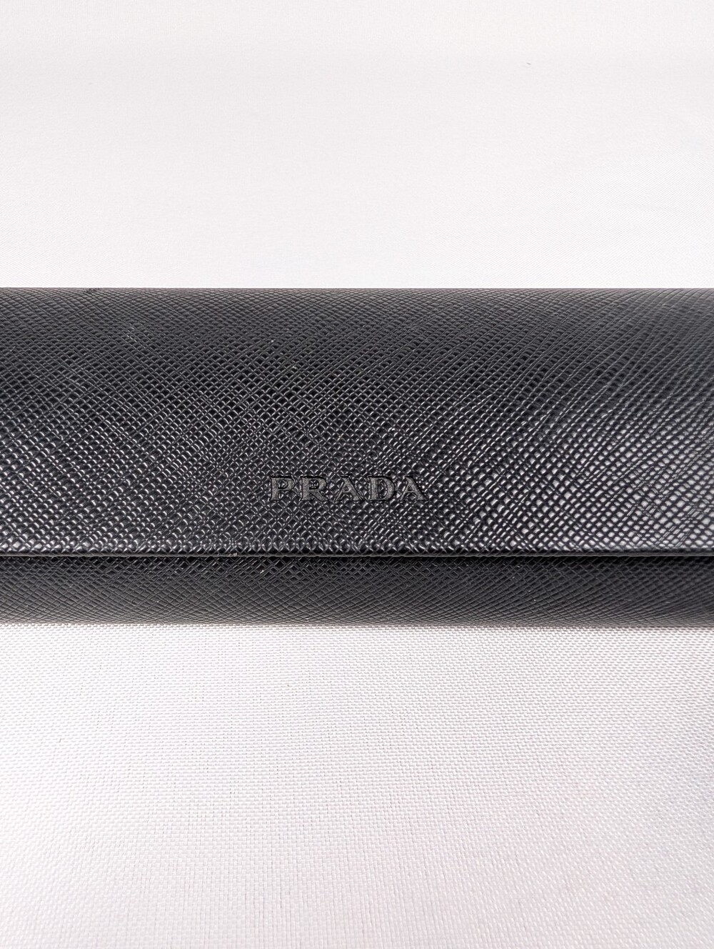 Prada Saffiano Sunglasses Case Black Textured Leather OS Unisex Accessories - Picture 2 of 5
